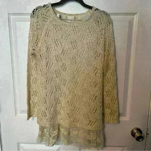 Altar’d State Cream Crochet Tunic Sweater/Mini Dress, Size S/M